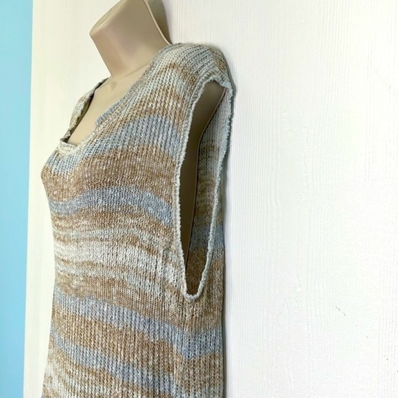 Free People - High Low Sleeveless Boho Stripe Sweater Tunic Size Small - Picture 7 of 14